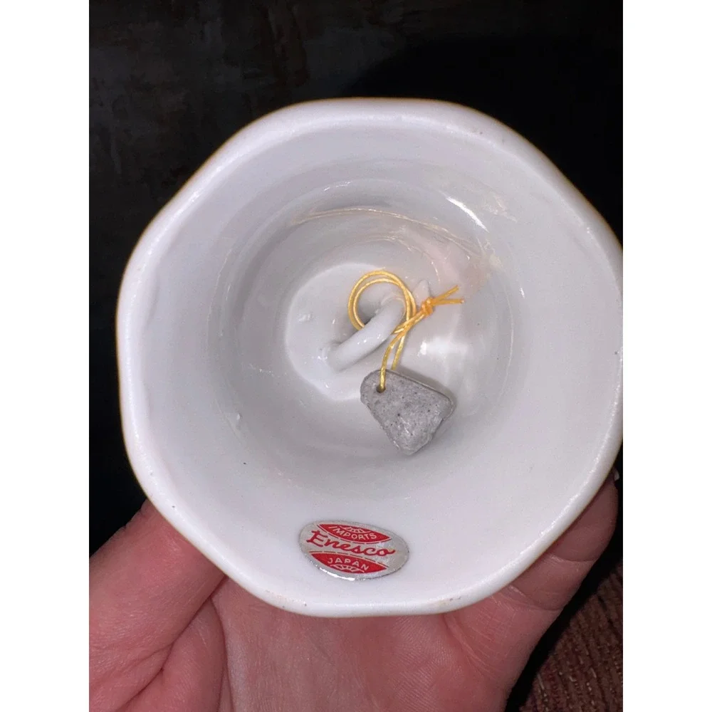 Vintage Enesco Japan‎ Porcelain Bell Girl with Flower Basket Orange Ombre Gold